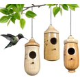 thumbnail image 1 of Ribili Wooden Hummingbird House, Fanyil Wooden Hummingbird House, Sparrow Hummingbird Finch House, Wooden Humming Bird Nest with Hemp Ropes (#All,3pcs), 1 of 8