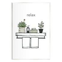 Stupell Relax Bathroom Potted Botanicals Typography Painting Wall Plaque Unframed Art Print Wall Art