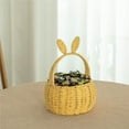 thumbnail image 6 of Wickerwise Hand-Woven Easter Bunny Ear Basket with Handle – Multi-Purpose Paper Rope Wicker Basket for Easter Egg Hunts, Picnics, Flower Arrangements, Food Storage, Party, and Home Decor, Yellow, 6 of 7