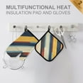 thumbnail image 4 of Yayeee Oven Mitts and Pot Holder Set of 2 Heat Resistant Kitchen Gloves Baking Hot Pad, Retro Colorful Stripes, 4 of 5