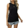 thumbnail image 3 of Womens Ruched Tank Tops Crewneck Sleeveless Shirts Slim Fitted Top Dressy Casual Summer Trendy Clothes 2025 Black L, 3 of 8