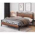 thumbnail image 3 of Bed Frame, Metal Platform Bed Frame with PU Leather Headboard & Footboard, Upholstered Platform Bed with 14 Sturdy Steel Slat Support, 11" Under-Bed Storage, No Box Spring Needed, 3 of 5