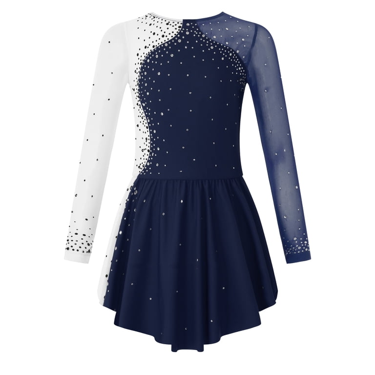 CHICTRY Girls Skating Costume Figure Skating Dress Dancewear for  Competition Navy Blue 8 - Walmart.com
