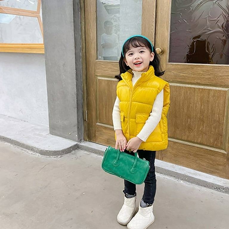 Girls Puffer Vest Fashion Zipper Lightweight Quilted Padded Sleeveless Jacket Outerwear Coat with Pockets for Kids 2 8 Years