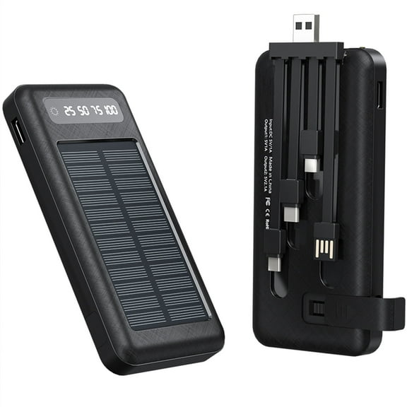 Aggxpf Solar Power Bank, 10000mAh Wireless Portable Charger Fast Charging, Battery Pack Magnetic Portable Charging Bank for iPhone, Samsung(Black)