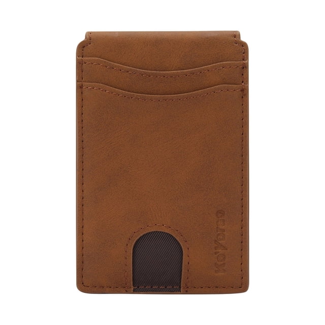 Light Brown Microfiber Slim Card Holder for Men–Multifunctional Wallet with Anti Demagnetization Id Pocket for Daily Use Or