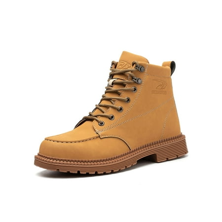 

SIMANLAN Mens Boot Heavy Duty Safety Shoes Lace Up Work Boots Construction Lightweight Working Shoe Workplace Steel Toe Protection Sneakers Yellow 4.5