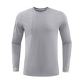 thumbnail image 3 of Goodtrade8 Men's Plus Size Tops Dry and Fit Solid Color Casual Crew Neck Gray Long Sleeve Plus Size Shirts for Men, 3 of 3