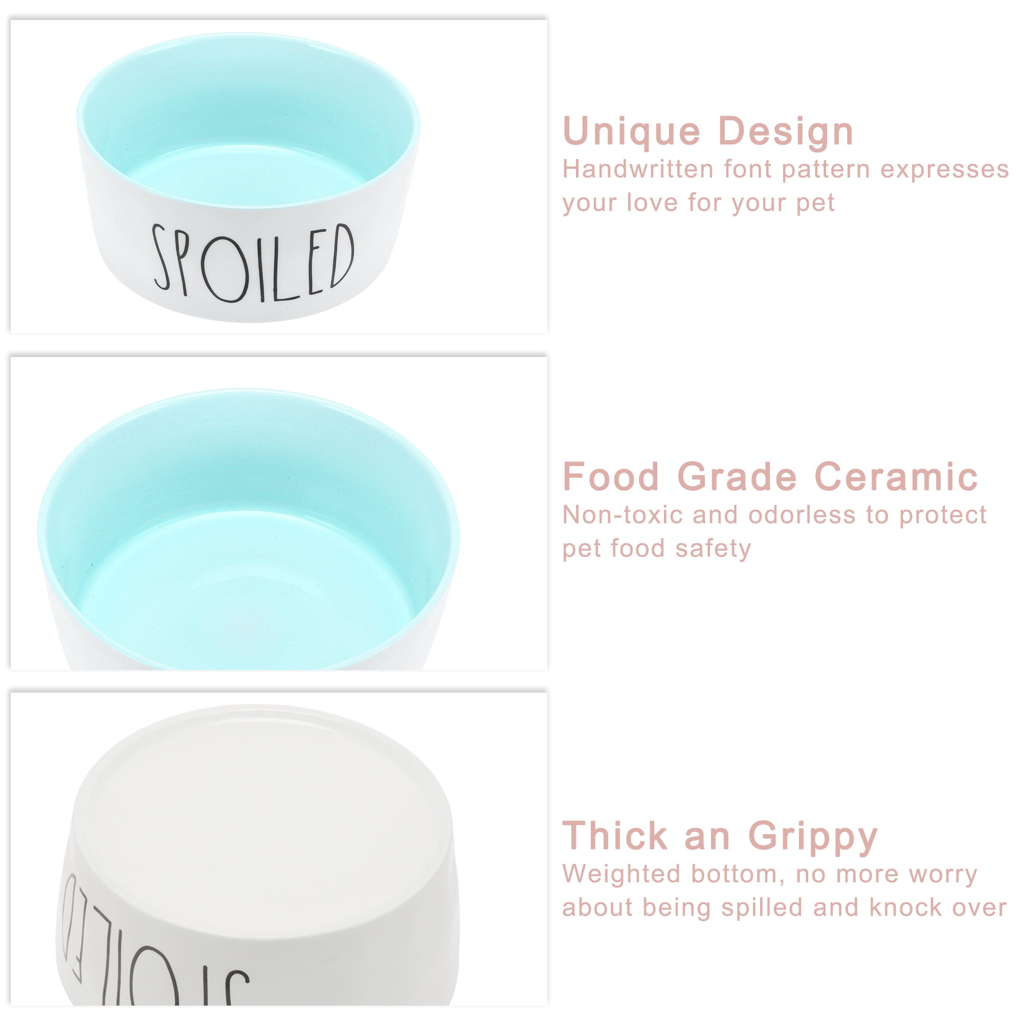 Unique Bargains 70Oz Ceramic Dog Bowl 8" Large Dog Water Bowl Non-Slip Dog Food Bowls for Large Dog Spill Proof Dog Bowl Blue