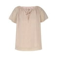 thumbnail image 4 of ShomPort Tops for Women Summer Chiffon Ruffle Short Sleeve V Neck Ladies Blouse Floral Print Loose Comfy Shirts, 4 of 5