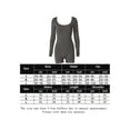 thumbnail image 3 of Women's Long Sleeve Bodysuit Shorts Square Neck Bodycon Romper One Piece Outfits Hollowed Back Yoga Sports u-neck High-waisted Hip Lift Black S, 3 of 3