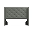 thumbnail image 6 of Huppe Button Tufted MCM Wingback Upholstered Headboard, Stone, Full/Queen, 6 of 7