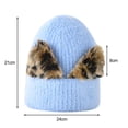 thumbnail image 3 of Generic Beanie Hat for Women Cute Cat Ear Beanie Winter Hat with Horns Beanie Hats Knit Cuffed Warm Ski Caps Women's Elastic Knitting Cold Hat Ski Hat Warm Hat, 3 of 5