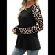 thumbnail image 3 of Camisas de Larga para Mujer, Blusas Raglán con Bloques de Color, Camisetas Básicas Informales de Cuello Redondo, Ropa de Otoño. Leopardo Negro L, 3 of 8