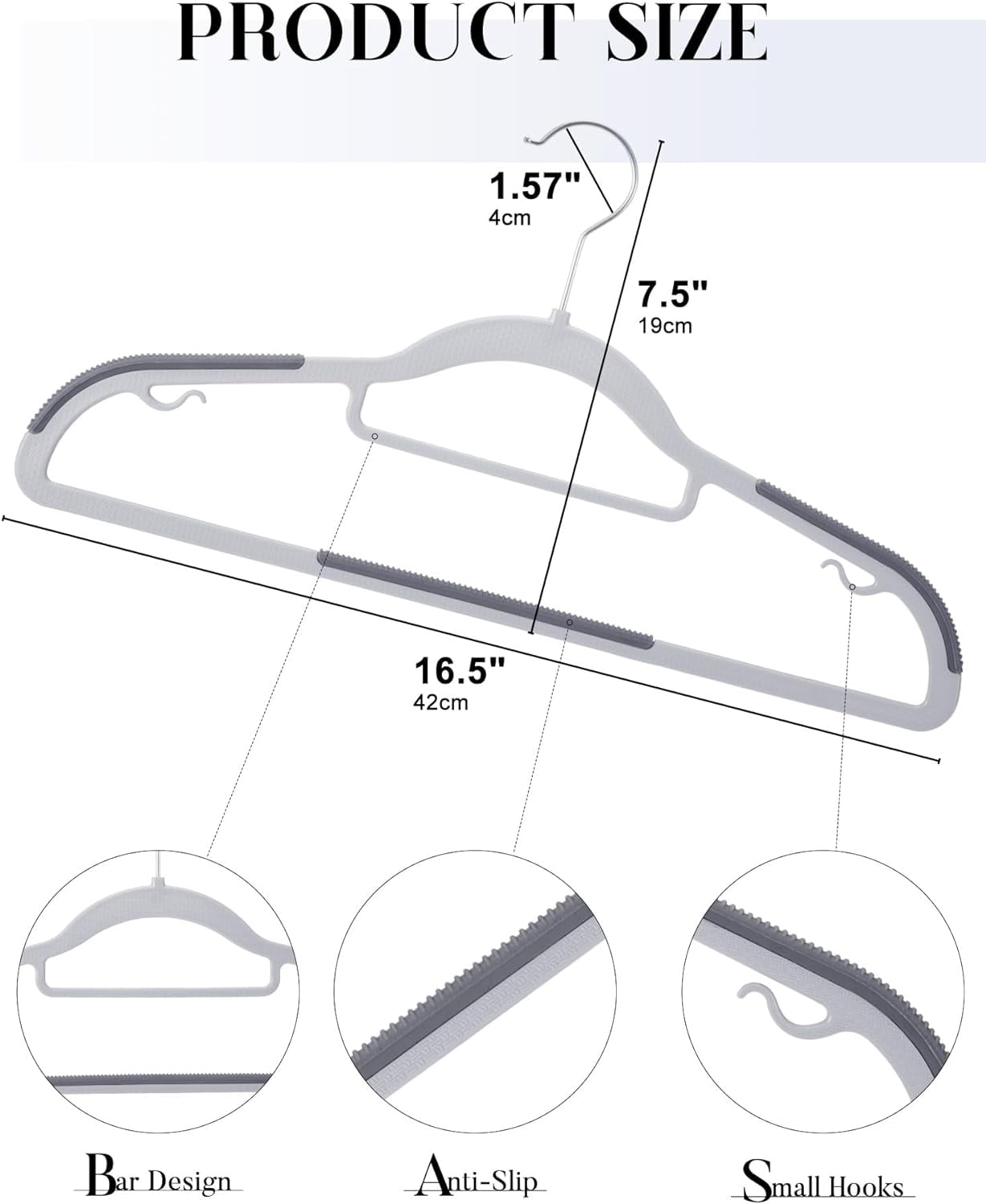 cozymood 50 Pack Coat Hangers Heavy, Duty Plastic Hangers with 360° Swivel Hook Non-Slip Design Space-Saving (Dark Gray)