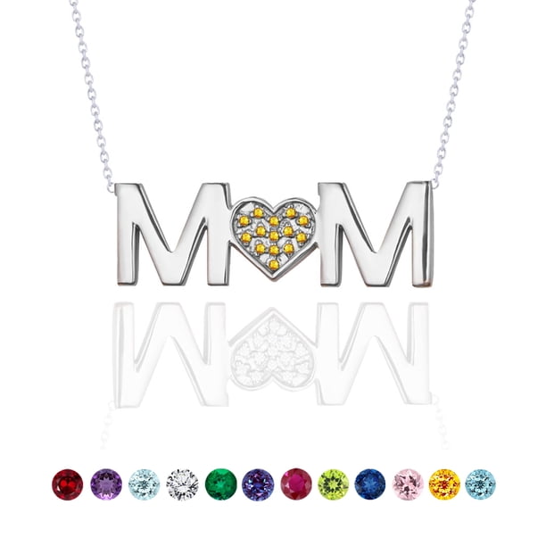 JeenMata Collar con Colgante de Mamá Citrino, Piedra Natal de Noviembre, en Oro Blanco de 18 K sobre Plata Esterlina