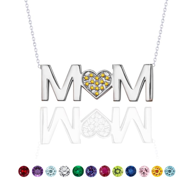 JeenMata Collar con Colgante de Mamá Citrino, Piedra Natal de Noviembre, en Oro Blanco de 18 K sobre Plata Esterlina