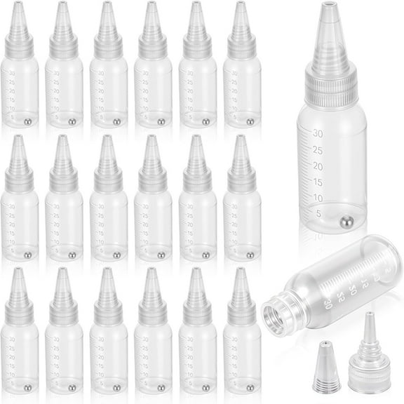 20Pcs Airbrush Paint Bottles Jars 1oz/30ml Plastic Paint Containers with Ball,Resealable Small Squeeze Bottles for Paint