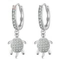 thumbnail image 3 of Sterling Silver Turtle Earrings with Multiple Handset Crystal Stones Dangle Style Jewelry J-SS-119, 3 of 3