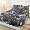 thumbnail image 4 of Homewish Horror Gothic Skull Bed Sheets,Gray Rose Floral Full Size Sheets,Halloween Bed Set,4pcs,1 Flat Sheet, 1 Fitted Sheet and 2 Pillowcases, 4 of 6