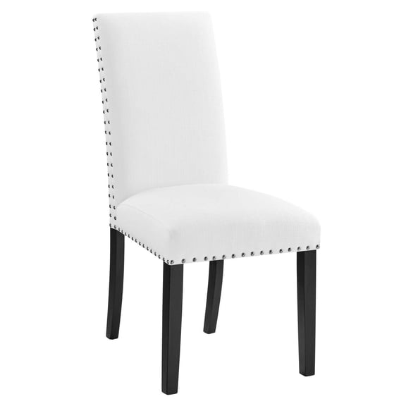 Maklaine Wood and Upholstered Fabric Dining Side Chair in White