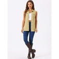 thumbnail image 3 of DARING DIVA Women's Button Down Sleeveless Pockets Mid-Long Denim Vest XS Khaki, 3 of 6