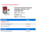 thumbnail image 2 of Automatic Transmission Filter Kit - Compatible with 2010 - 2015 Volkswagen Golf 2011 2012 2013 2014, 2 of 2