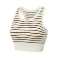 thumbnail image 4 of qolati Sports Bras for Women Seamless Comfortable Striped Mock Neck Longline Padded Yoga Bra Workout Crop Tank Tops with Built in Bra, 4 of 7