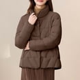 thumbnail image 4 of ChaoLingNeng Winter Puffer Coats for Women, Women Short Puffer Jackets Winter Cropped Puffy Coat Full Zip Stand Collar Outerwear with Pockets, 4 of 5