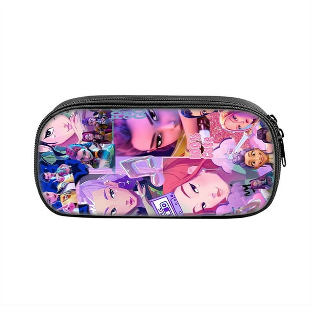 Kpop Demon Hunters Large Pencil Case with Zipper 8.3" Storage Pen Bag Organizer Stationery, Portable Makeup Bag Best Cute Xmas Collectible Birthday Gift
