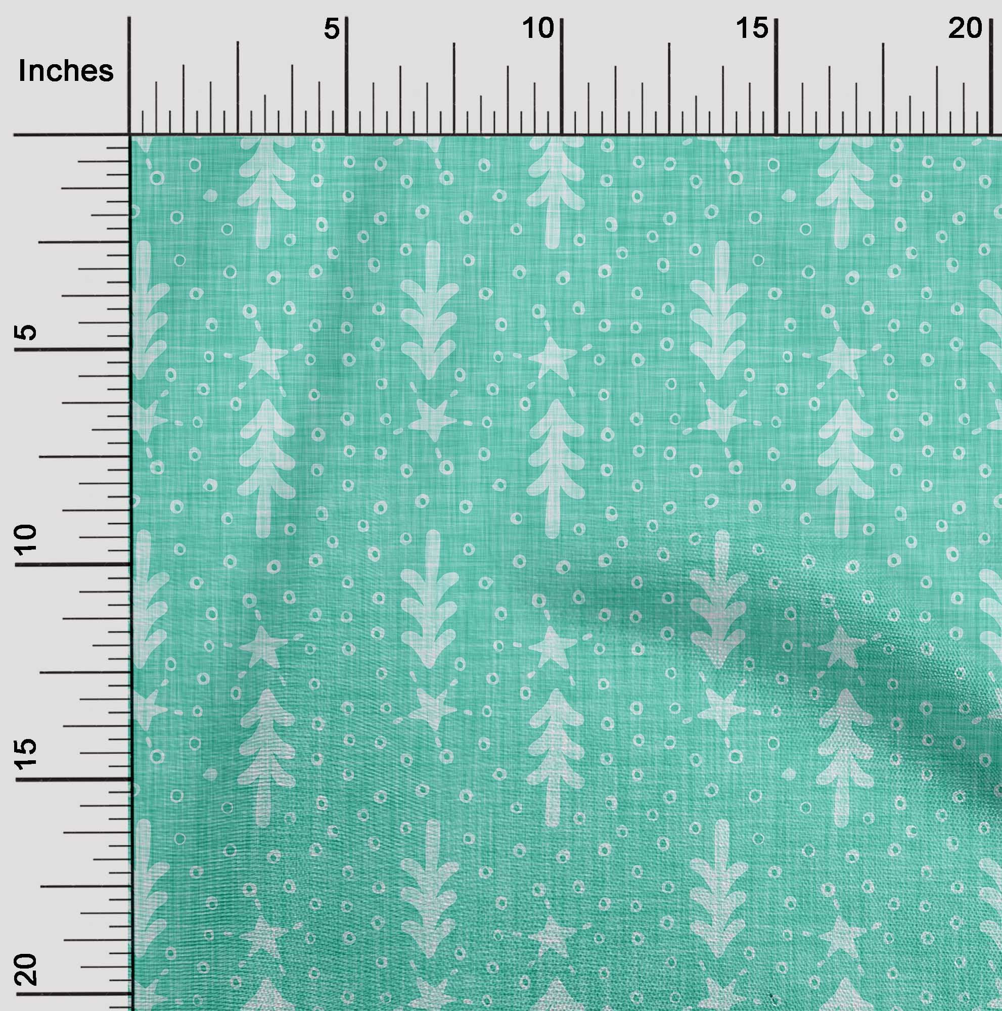 oneOone Polyester Spandex Aquamarine Green Fabric Merry Christmas Quilting Supplies Print Sewing Fabric By The Yard 56 Inch Wide