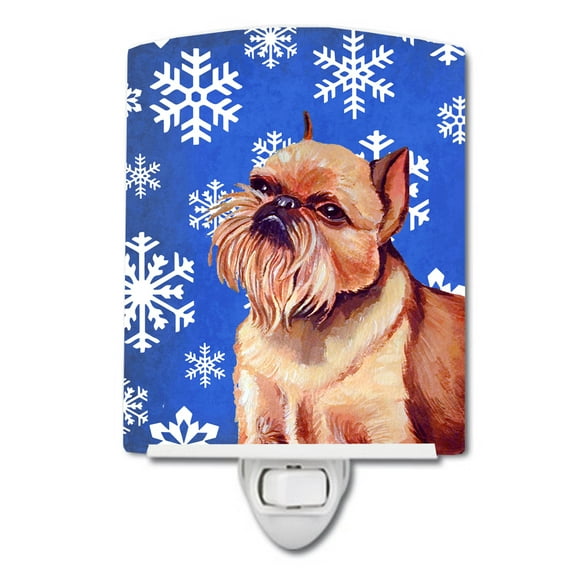 Caroline's Treasures LH9269CNL Brussels Griffon Winter Snowflakes Holiday Ceramic Night Light, 6x4x3", multicolor