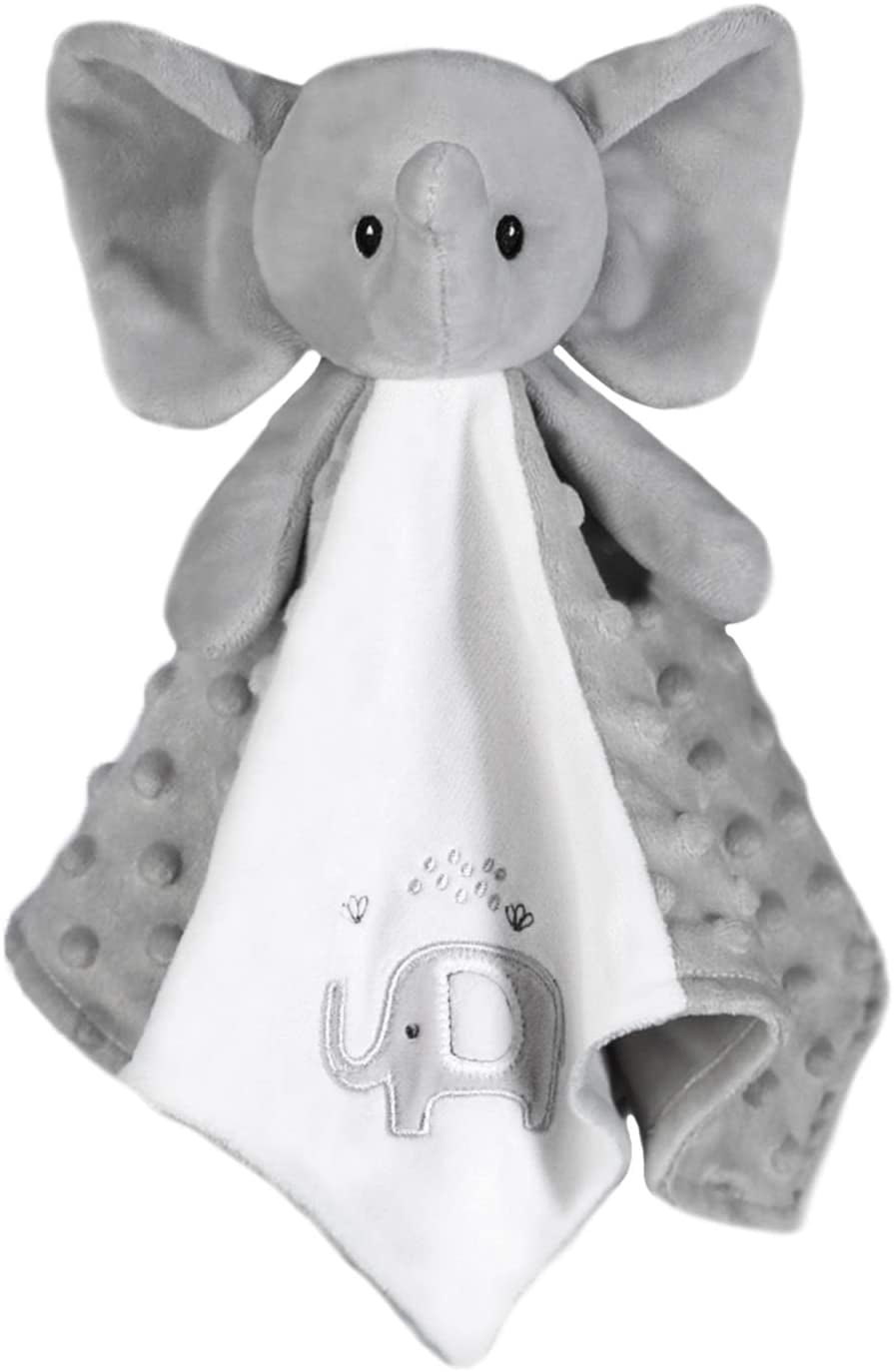 BORITAR Elephant Baby Security Blanket for Newborn Soft Minky Plush Fabric with Lovely Elephant, Stuffed Plush Cuddle Newborn Blankie 14 Inch - BORITAR Elephant Baby Security Blanket for Newborn Soft Minky Plush Fabric with Lovely Elephant, Stuffed Plush Cuddle Newborn Blankie 14 Inch -