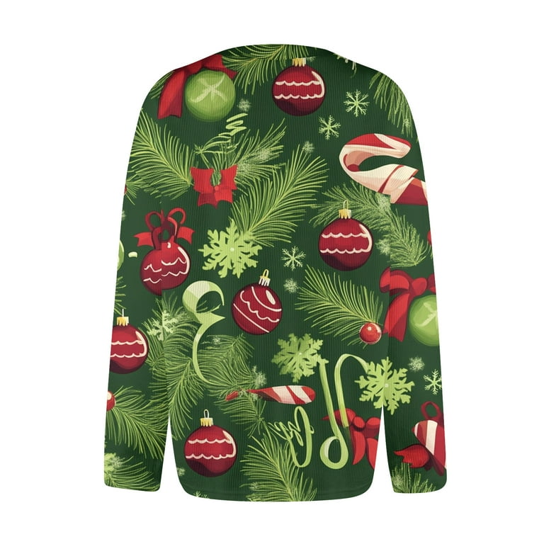 Fgvctg Christmas Womens Cardigan Ugly Santa Tree Snowflake Print