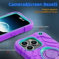 thumbnail image 4 of Dteck for iPhone 15 Pro Case with Screen Protector (2 Packs), Military Grade Drop Protection Shockproof Protective Phone Case with Rotating Ring Stand for iPhone 15 Pro,Purple+Mint, 4 of 6