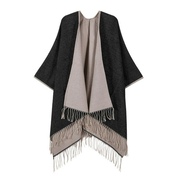 QQAMB Shawl Wraps for Women Elegant Knit Cape Open Front Poncho Soft Scarf Triangle Cardigan Coat Spring Fall Winter Party