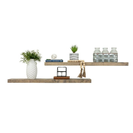Del Hutson Designs 36-inch Grey True Floating Shelves, Set of 2