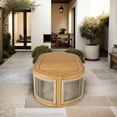 thumbnail image 3 of Direct Wicker Outdoor Oval  Coffee Table, Woven Design with All-Weather Acacia Wood for Patio, Garden, and Balcony, 3 of 5