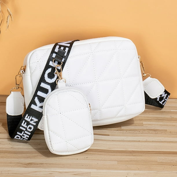 Paquete informal para mujer, bolso tipo cartera con estampado de letras, bolso bandolera de cuero PU con conjunto de monedero