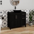 thumbnail image 6 of PULUOMIS 36 Inches Bathroom Vanity in Black Finish with Round Ceramic Vessel Sink, Single Bathroom Vanity with Top, 2-Door Cabinet and 2 Drawers, 6 of 20