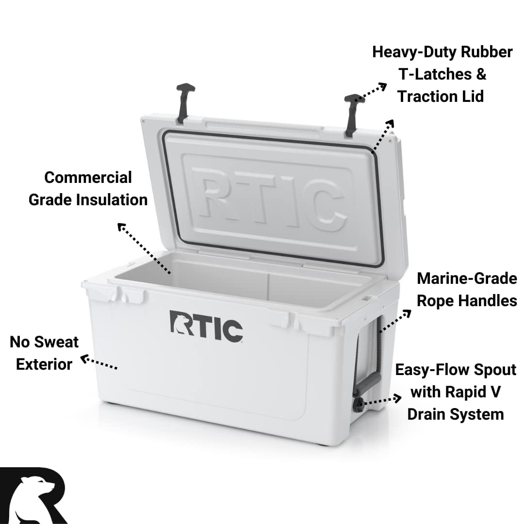 RTIC 65 QT Ultra-Tough Large Camping Ice Chest Cooler, Hard-Sided