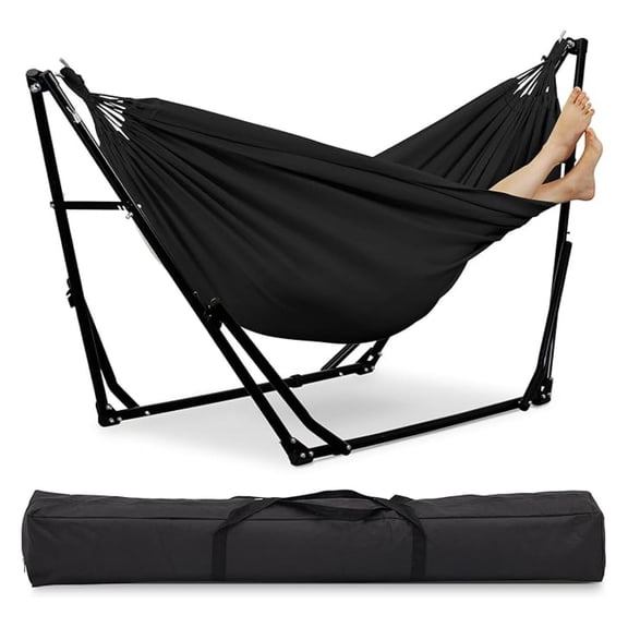 YYDSBNHH 2 in 1 Hammock with Stand, Outdoor Hammock Chair with Portable Heavy Duty Stand, Multi-Functional Hammock Stand 480 lbs Weight Capacit-Black