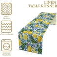 thumbnail image 4 of Lemon Flower Table Runner, Italian Navy Blue Tile Burlap Watercolor Lemon Floral Summer Fruit Dinner Table Runners Farmhouse Coffee Table Home Kitchen Dresser Decor for Party Holiday 13"x108", 4 of 6