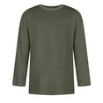 thumbnail image 3 of Gaukiv Men's Three Quarter Sleeve Shirts Crew Neck Solid Color Tees Basic Casual Shirts Dark Gray L, 3 of 4
