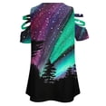 thumbnail image 5 of Alaskan Aurora Aurora Borealis Northern Lights Womens Summer V Neck Zipper Top Short Sleeve T Shirt Off Shoulder Top Casual Classy Loose Shirts, 5 of 7