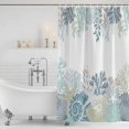 thumbnail image 2 of Shower Curtain Bathroom Set Blue Ocean Conch Starfish Shell Waterproof Fabric Shower Curtains with Grommets&Hooks, Coastal Coral Gradient Privacy Bath Curtain for Bathtub 48x72in, 2 of 9