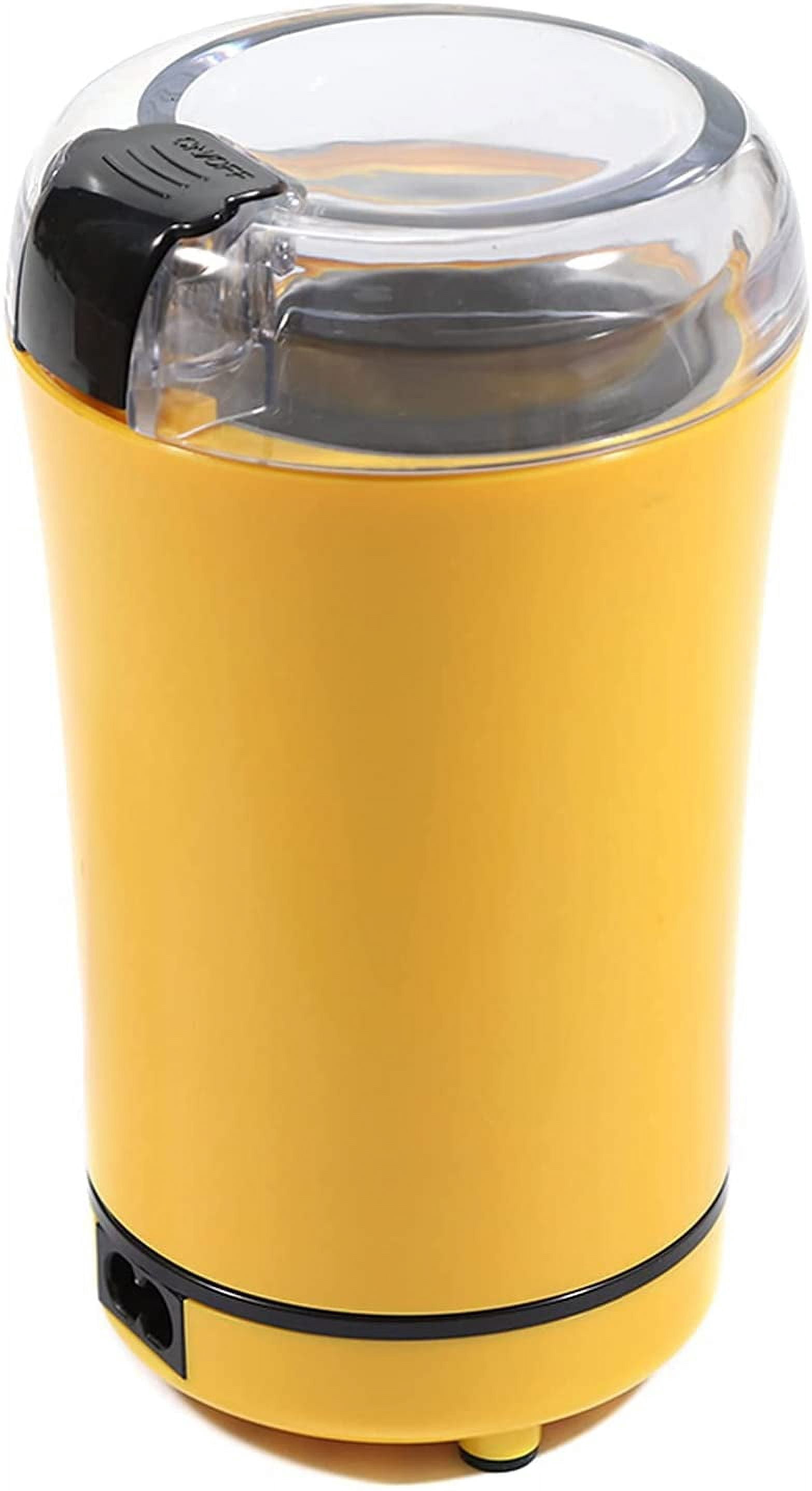 Electric Coffee Grinder-Electric Blade Spices, Fast Coffee Grinder with Stainless Steel Blade, Coffee Grinders Grain Mill Small Grinder For Beans Grains 6.69 inch 150W (Yellow)