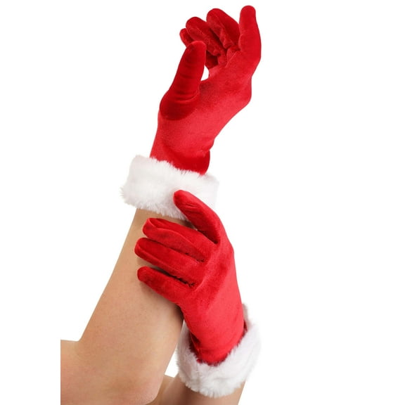 Women's Red Santa Costume Gloves