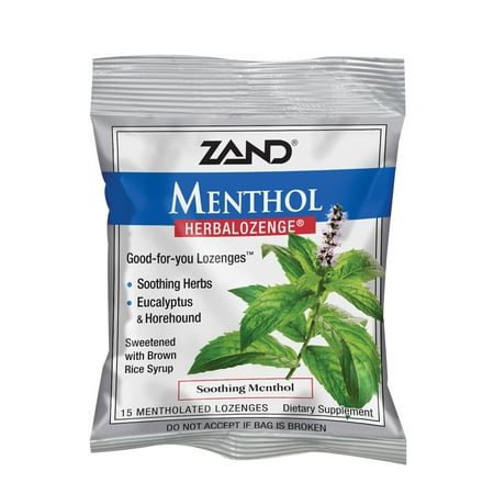 Zand HerbaLozenge Menthol | Peppermint & Eucalyptus Lozenges w/ Herbal Blend for Soothing Throat | No Corn Syrup, No Cane