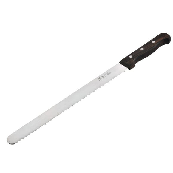 thinsony Stainless Steel Bread Slicer Pastry Baking Cooking Spatula Wooden Handle Kitchen Tools for Slicing Toast Cake Larger Serration